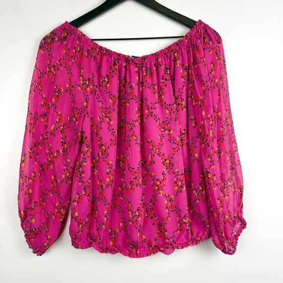 Diane Von Furstenberg Kamber Silk Off The Shoulder Floral Top Blouse Pink - M - Picture 5 of 7